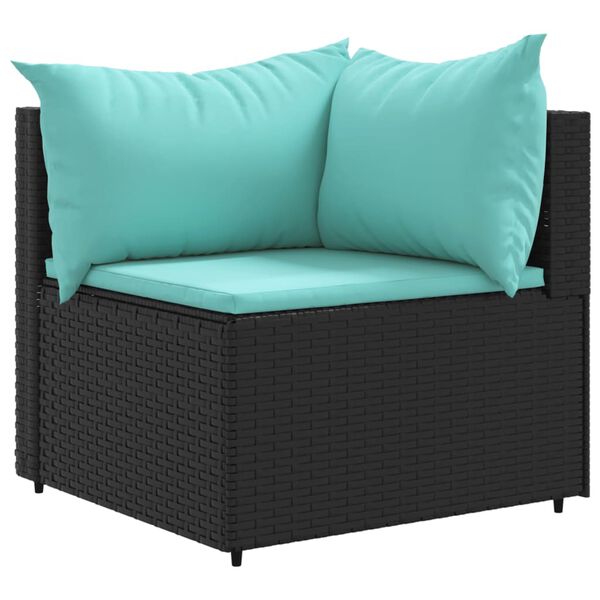 vidaXL 10-tlg. Garten-Lounge-Set mit Kissen Schwarz Poly Rattan