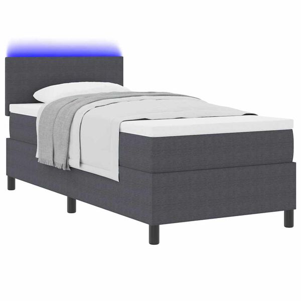 vidaXL LED Boxspringbett Dunkelgrau und Wei&szlig; 80 x 200 cm Cordstoff