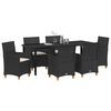 vidaXL Garten Essgruppe 7 pcs Schwarz Poly-Rattan