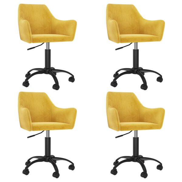 vidaXL Esszimmerst&uuml;hle 4 Stk. Drehbar Senfgelb Samt
