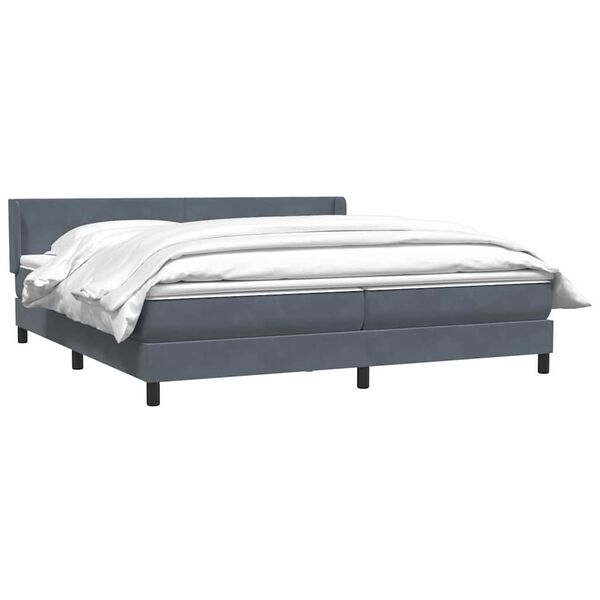 vidaXL Boxspringbett mit Matratze Dunkelgrau 180x220 cm Samt