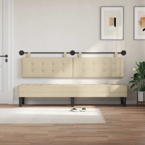 vidaXL H&auml;ngevorderseite Wandmontiert Creme 210 x 55 x 5 cm Stoff