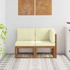 vidaXL Outdoor Mittel- und Ecksofa mit Kissen 2 St&uuml;ck Natur und Creme