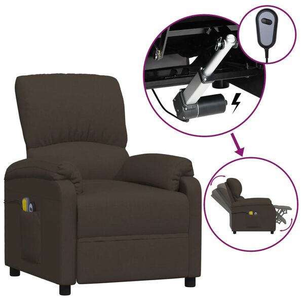 vidaXL Massagesessel Elektrisch Dunkelbraun Stoff