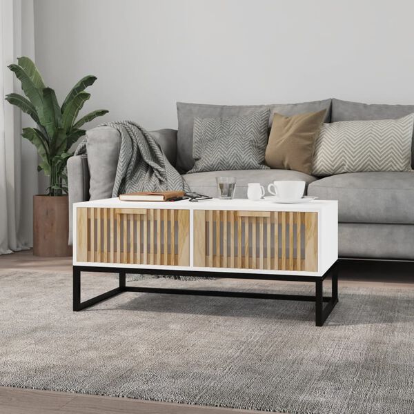 vidaXL Couchtisch Wei&szlig; 80x40x35 cm Holzwerkstoff und Eisen