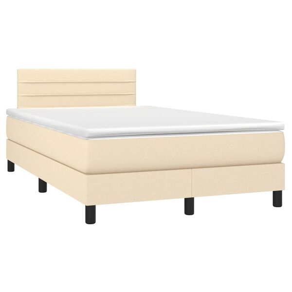 vidaXL Boxspringbett mit Matratze Creme 120x200 cm Stoff
