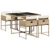 vidaXL 5-tlg. Garten-Essgruppe mit Kissen Beige Poly Rattan
