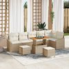 vidaXL Gartensofa-set mit Kissen 9 pcs Beige Poly-Rattan