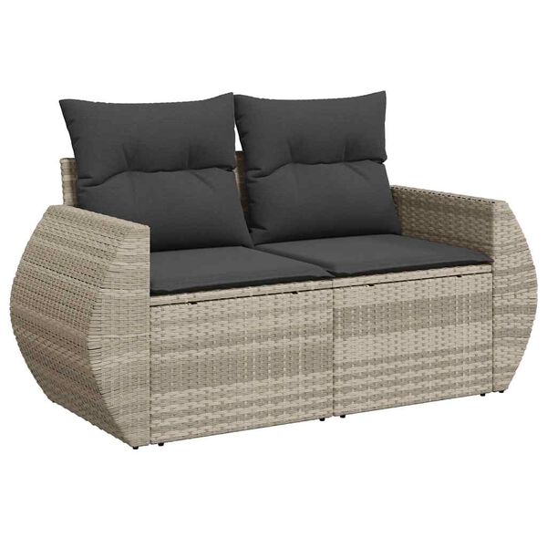 vidaXL 5-tlg. Garten-Sofagarnitur mit Kissen Hellgrau Poly Rattan