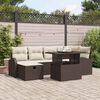 vidaXL Garten-Sofa-Set mit Kissen mit Speicher 7 pcs Braun Poly Rattan