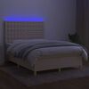 vidaXL Boxspringbett mit Matratze & LED Creme 140x190 cm Stoff