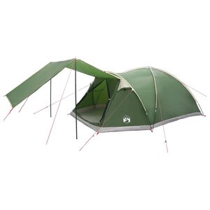 vidaXL H&uuml;tten-Zelt mit Dach Gr&uuml;n 6-Personen Polyester und Stahl