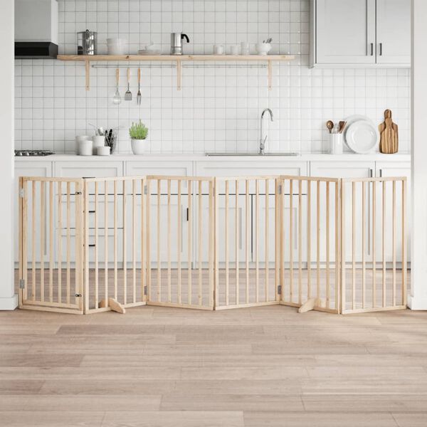 vidaXL Hundegitter mit T&uuml;r Faltbar 6 Paneele 300 cm Pappelholz