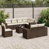 vidaXL 9-tlg. Garten-Sofagarnitur mit Kissen Braun Poly Rattan