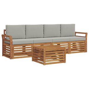 vidaXL Sofagarnituren 5 pcs Nat&uuml;rlich und Hellgrau Massivholz Akazie