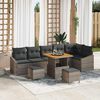 vidaXL Gartensofa-set mit Kissen mit Speicher 9 pcs Grau Poly Rattan