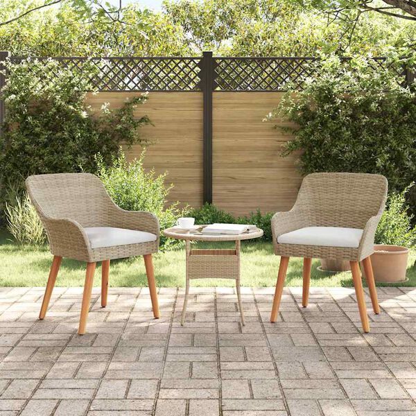 vidaXL Gartenstuhl 2 pcs Beige 55 x 62,5 x 82 cm Poly-Rattan