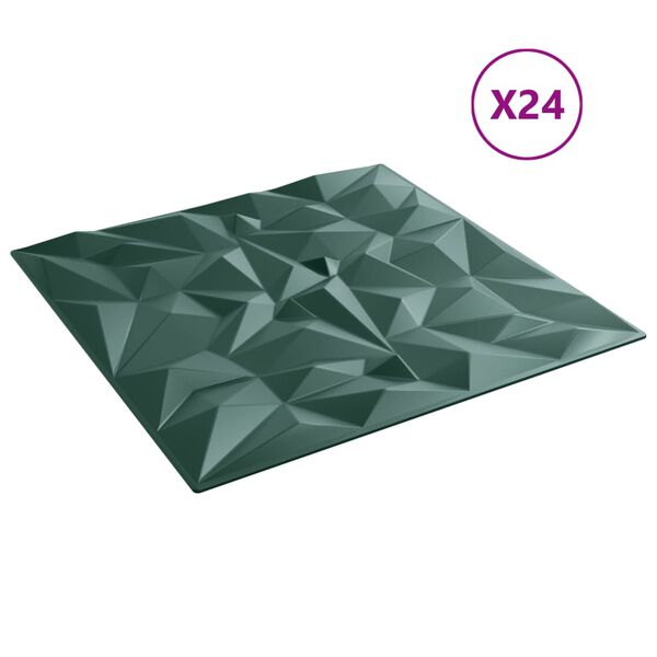 vidaXL Wandpaneele 24 Stk. Grün 50x50 cm XPS 6 m² Amethyst