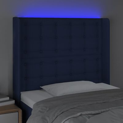 vidaXL LED Kopfteil Blau 83x16x118/128 cm Stoff
