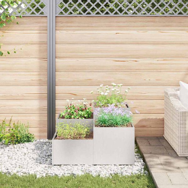 vidaXL Gartenblumentopf Silber 80 x 80 x 48 cm Edelstahl