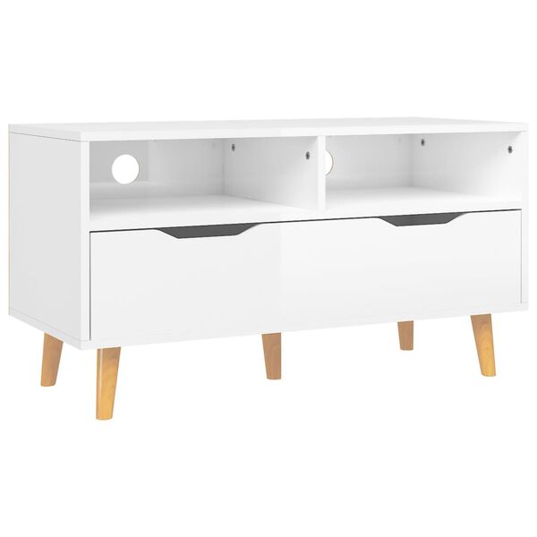 vidaXL TV-Schrank Hochglanz-Weiß 90x40x48,5 cm Holzwerkstoff
