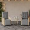 vidaXL 3-tlg. Bistro-Set mit Kissen Beigemischung Poly Rattan