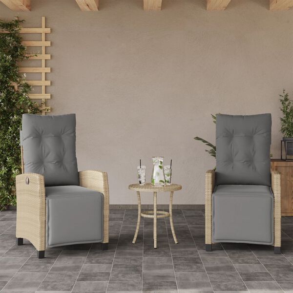 vidaXL 3-tlg. Bistro-Set mit Kissen Beigemischung Poly Rattan