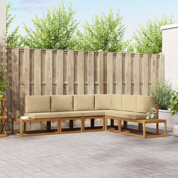 vidaXL Outdoor-Sofagarnitur mit Kissen 6 St&uuml;ck Natur und Beige