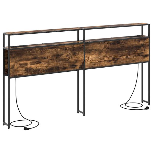 vidaXL Stauraum-Kopfteil mit Regal R&auml;uchereiche 200 cm Holzwerkstoff