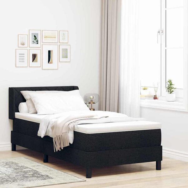 vidaXL Boxspringbett mit Matratze Schwarz 200 x 90 cm Polyester