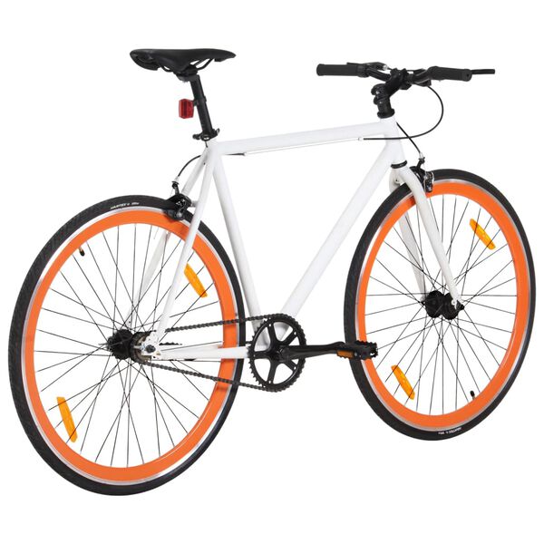 vidaXL Fahrrad mit Festem Gang Wei&szlig; und Orange 700c 55 cm