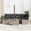 vidaXL Garten-Sofa-Set mit Kissen 7 pcs Hellgrau Poly Rattan