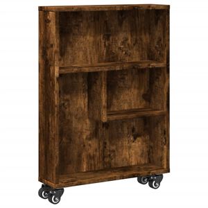vidaXL Aufbewahrungswagen Schmal R&auml;uchereiche 48x13x68cm Holzwerkstoff