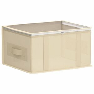 vidaXL Aufbewahrungsbox mit transparentem Oberfenster Creme Vliesstoff