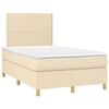vidaXL Boxspringbett mit Matratze & LED Creme 120x190 cm Stoff