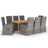 vidaXL 9-tlg. Garten-Essgruppe mit Kissen Grau Poly Rattan