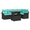 vidaXL Gartensofa-set 6 stk. Schwarz und Blau Poly-Rattan