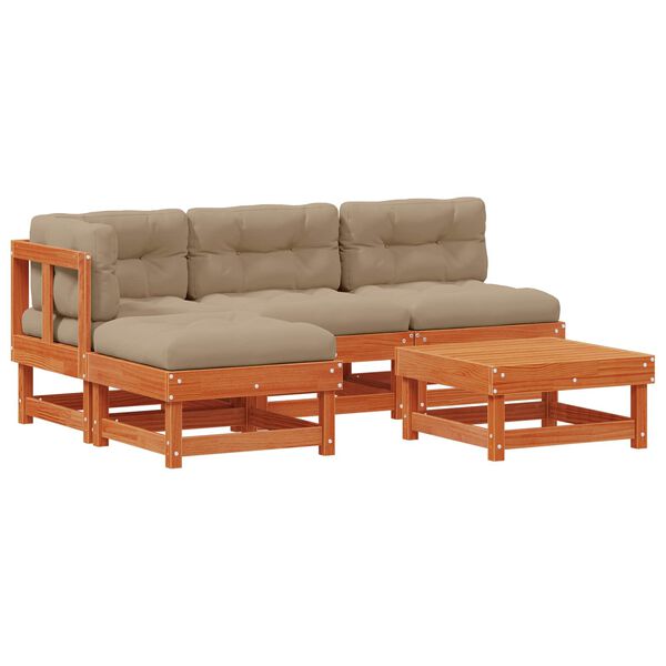 vidaXL Garten-Lounge-Set 13 pcs Wachsbraun Massives Kiefernholz