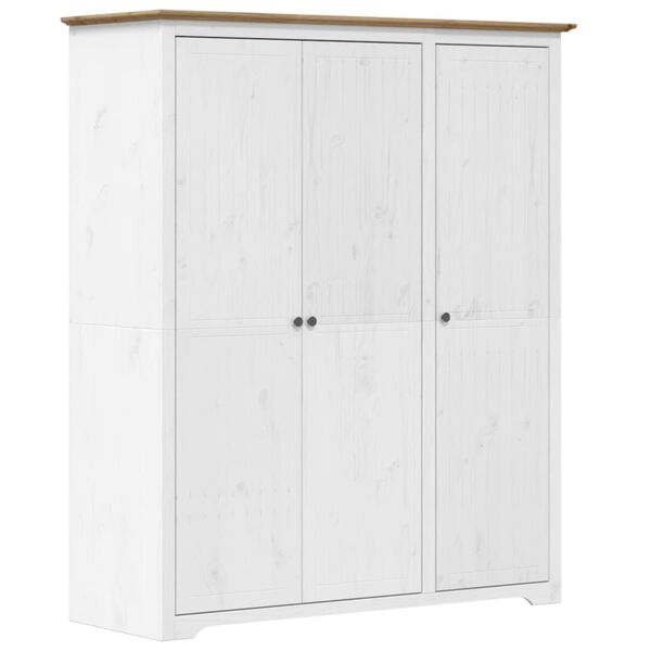 vidaXL Kleiderschrank BODO Wei&szlig; und Braun 146x53,5x173 cm Kiefernholz