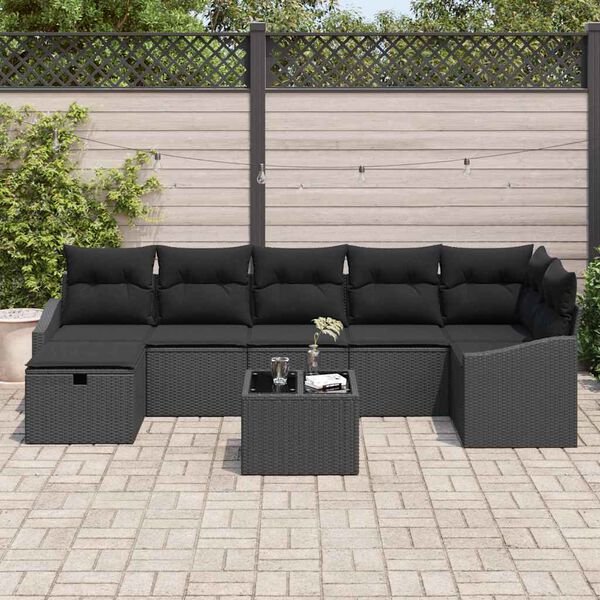 vidaXL Sofa Set mit Kissen 8 pcs Poly-Rattan