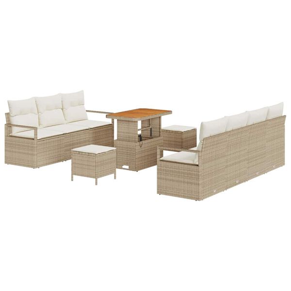 vidaXL Gartensofa-set mit Kissen 10 pcs Beige Poly-Rattan