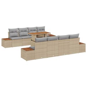 vidaXL Garten Essgruppe mit Kissen 9 pcs Beige und Grau
