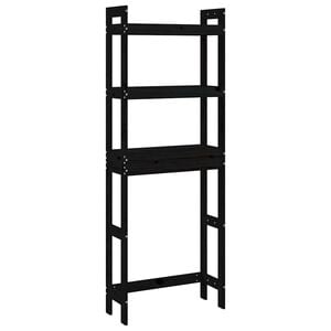 vidaXL Toilettenregal Schwarz 63x26x171 cm Massivholz Kiefer