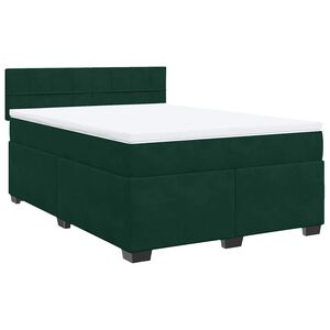 vidaXL Boxspringbett mit Matratze Dunkelgr&uuml;n 160x200 cm Samt