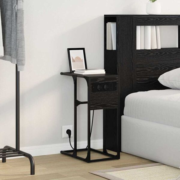 vidaXL Nachttisch Schwarz Eichen-Optik 41,5 x 26 x 60,5 cm