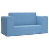 vidaXL Kinder-Schlafsofa 2-Sitzer Blau Weicher Plüsch
