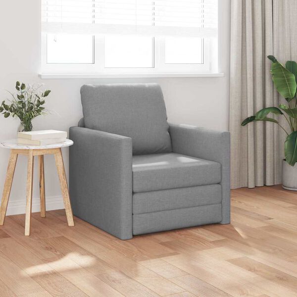 vidaXL Bodensofa mit Schlaffunktion Hellgrau 112x174x55 cm Stoff