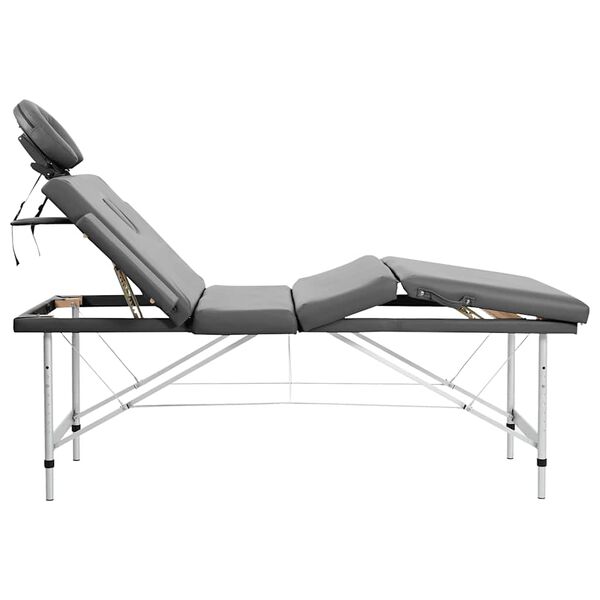 vidaXL Massagetisch mit 4 Zonen Aluminiumrahmen Anthrazit 186&times;68 cm