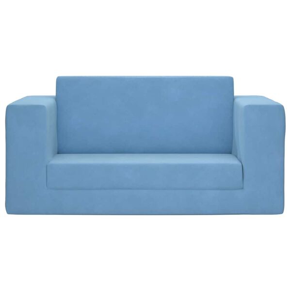 vidaXL Kinder-Schlafsofa 2-Sitzer Blau Weicher Plüsch