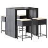 vidaXL 5-tlg. Gartenbar-Set mit Kissen Schwarz Poly Rattan